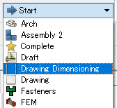「DrawingDimensioningワークベンチ」に移動します。
