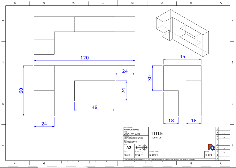 Freecad 0 17 で 投影図に寸法を記入する028 01