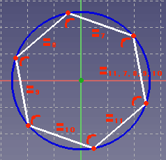 原点を中心に正6角形を作成します。
