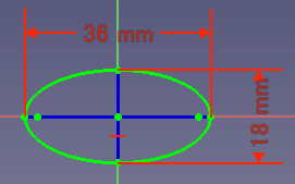 36-18の楕円を作成します。