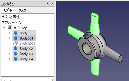 Part Designワークベンチのクローン機能を使って、形状の一部を配置を配置するモデリング例